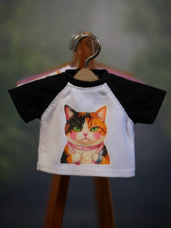 Super Cute Calico Cat T-Shirt for Blythe. / Black