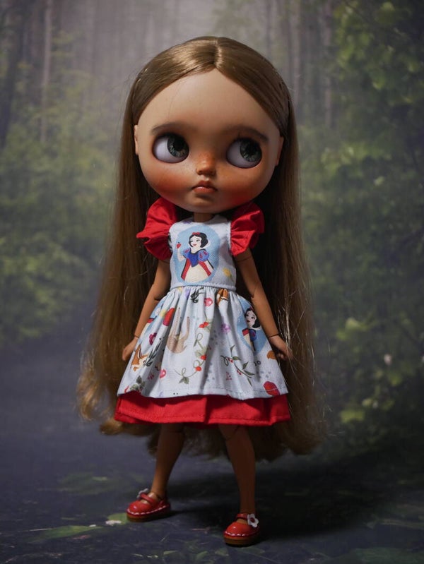 Handmade Snow White Inspired Doll Dress for Blythe.