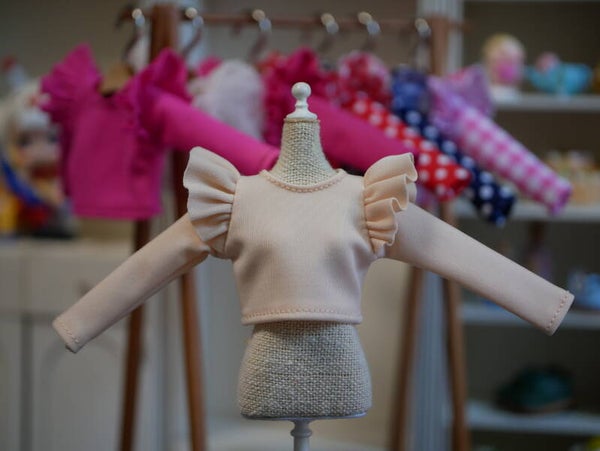 Long Sleeve T-Shirt butterfly sleeves for Blythe doll./ Skin color