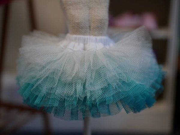 Beautiful ombré Skirt for Blythe doll. Emerald blue 6 cm