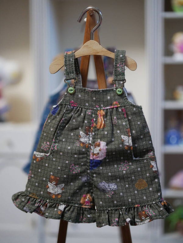 Handmade Miniature Cotton Overalls./ Green