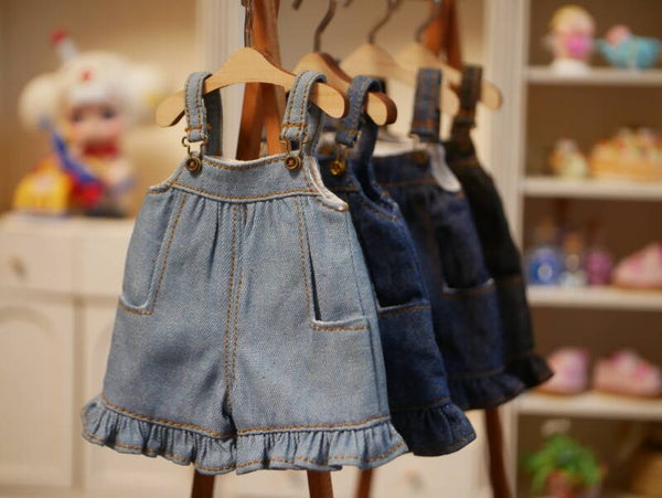Handmade Miniature Cotton Overalls./ Denim Lt bleu
