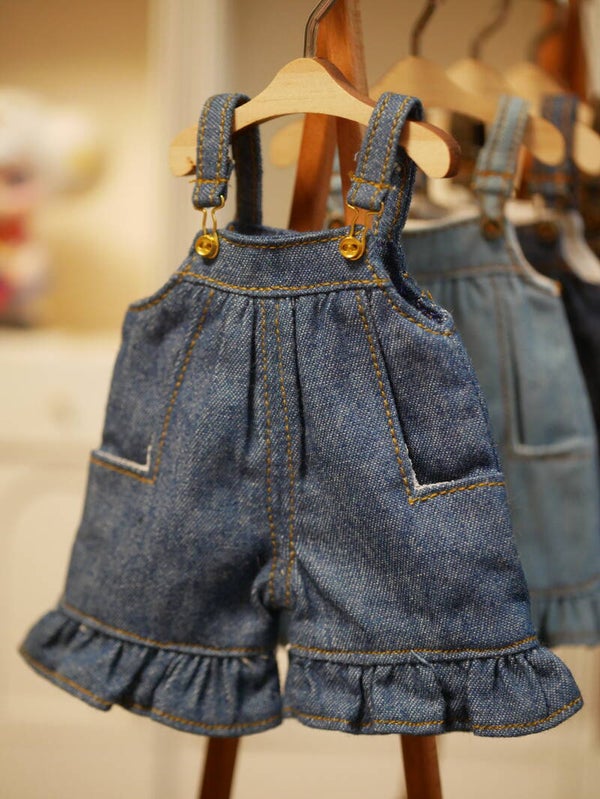 Handmade Miniature Cotton Overalls./ Denim M bleu