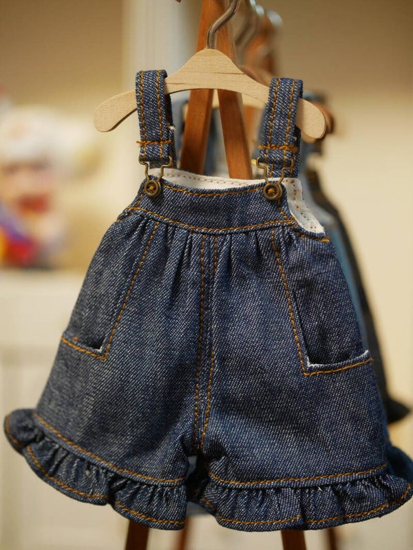 Handmade Miniature Cotton Overalls./ Denim DK bleu