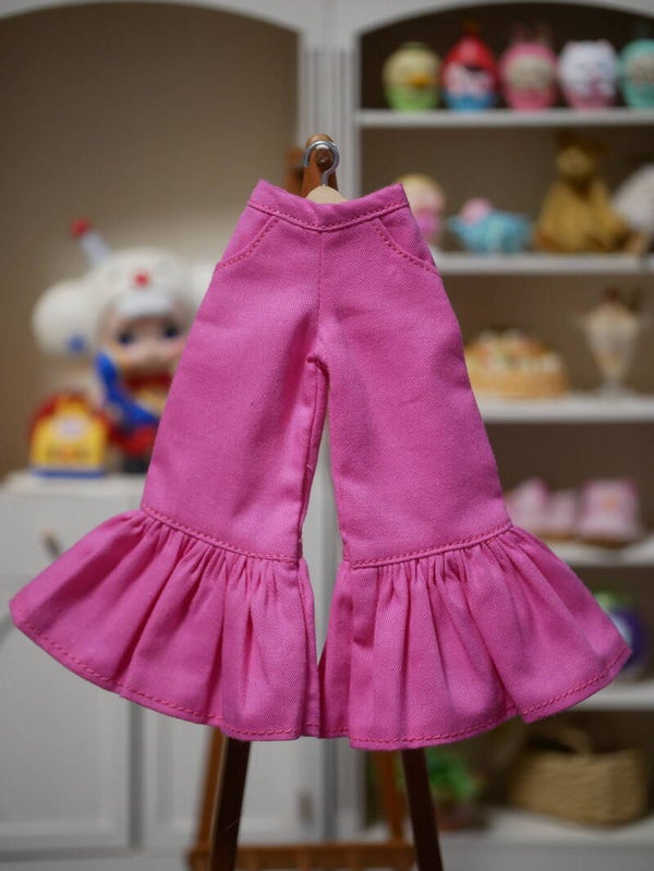 Pants with ruffle for Blythe doll. / Hot pink