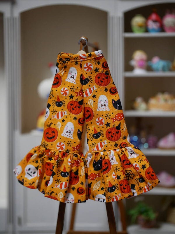 Pants with ruffle for Blythe doll. / Halloween/ Orange