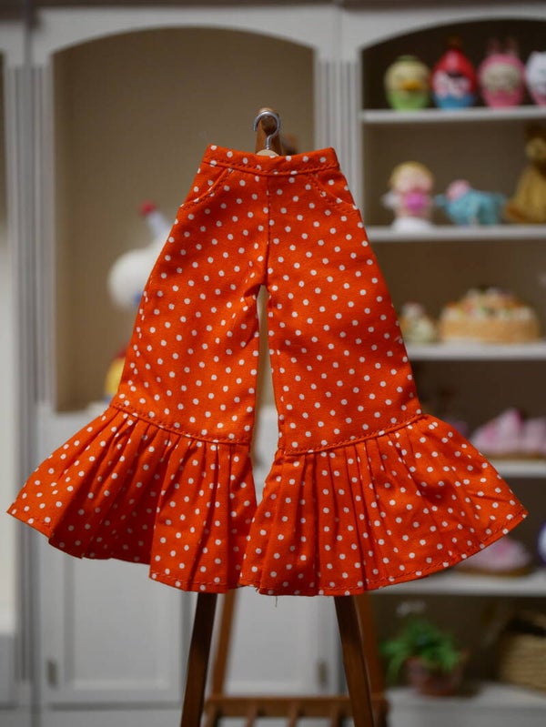 Pants with ruffle for Blythe doll. / mini dots orange
