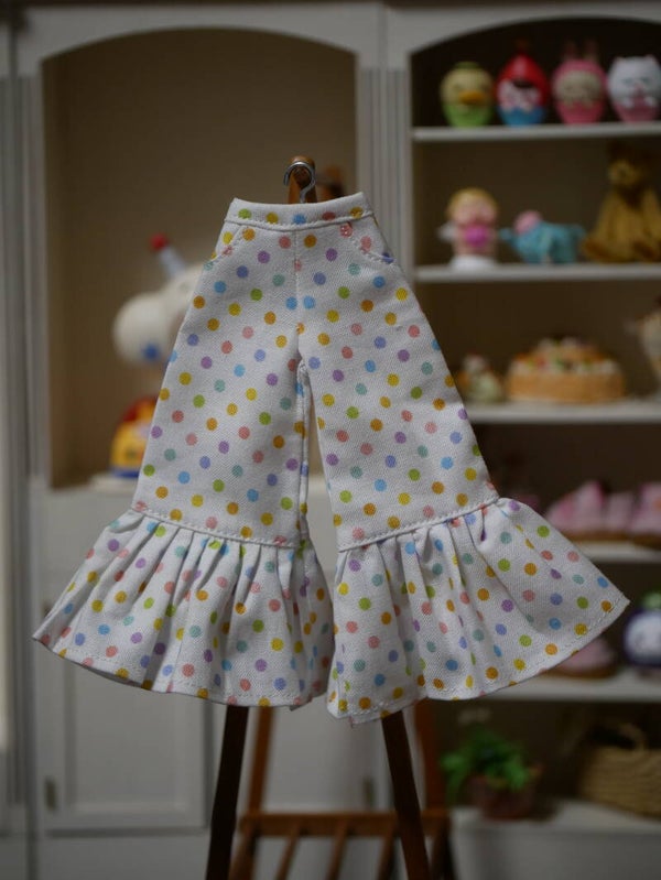 Pants with ruffle for Blythe doll. / Dots pastel mix