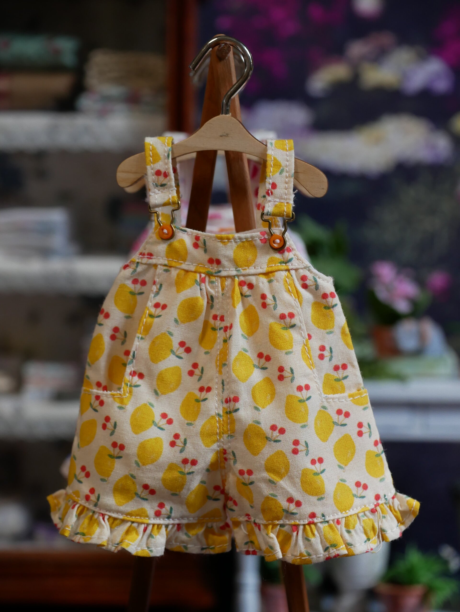 Handmade Floral Overalls for Blythe Dolls./ 01.Yellow Lemon
