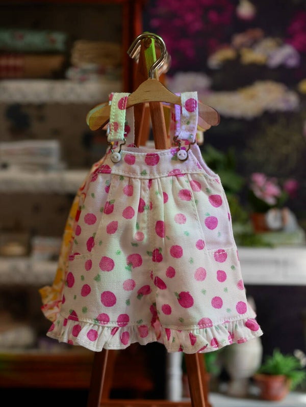Handmade Floral Overalls for Blythe Dolls./03.Pink Polka Dot