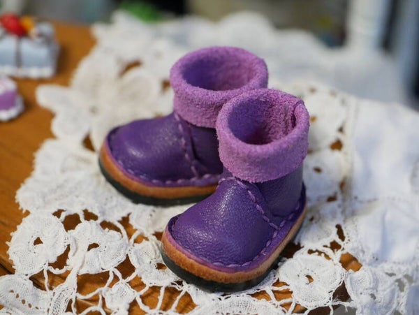 Handmade Leather Boots for Blythe, Monst & Holala Dolls./ Purple