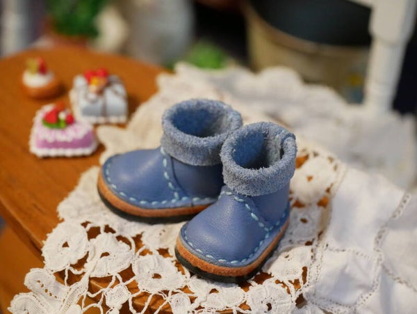 Handmade Leather Boots for Blythe, Monst & Holala Dolls./ Denim Blue