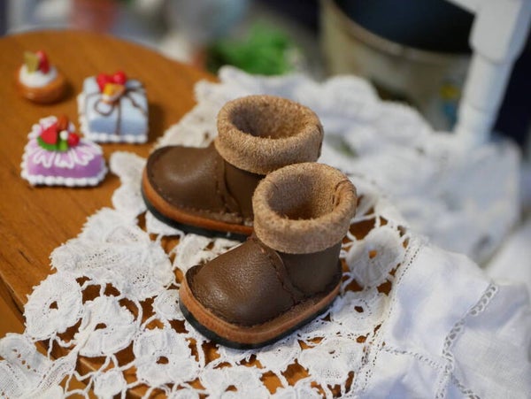 Handmade Leather Boots for Blythe, Monst & Holala Dolls./ Dark Brown