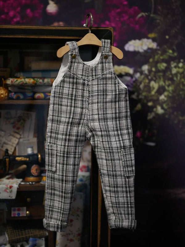 Handmade Plaid Overalls for Blythe Dolls./ 04. Black/White