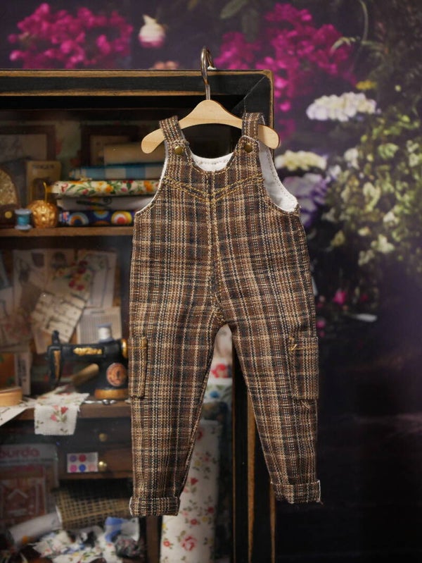 Handmade Plaid Overalls for Blythe Dolls./ 02. Warm Brown Plaid