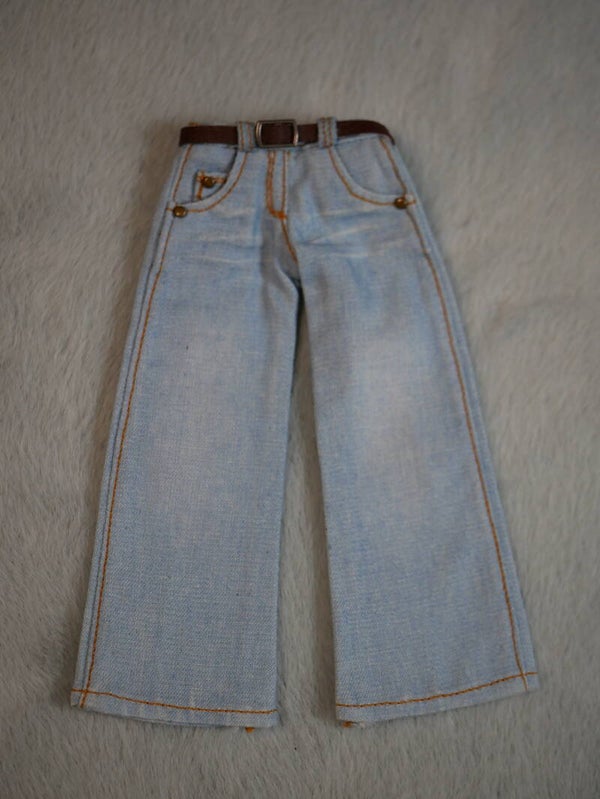 Wide jeans pants pants for Blythe dolls. / Lt Blue