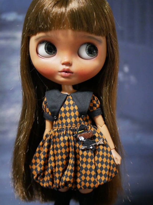 Blythe Doll Outfit: Halloween Balloon Dress. Orange