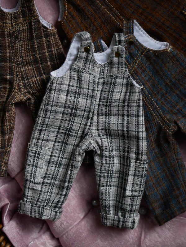 Handmade Plaid Overalls for Monst/ Moki 20 cm BJD Dolls./ 01