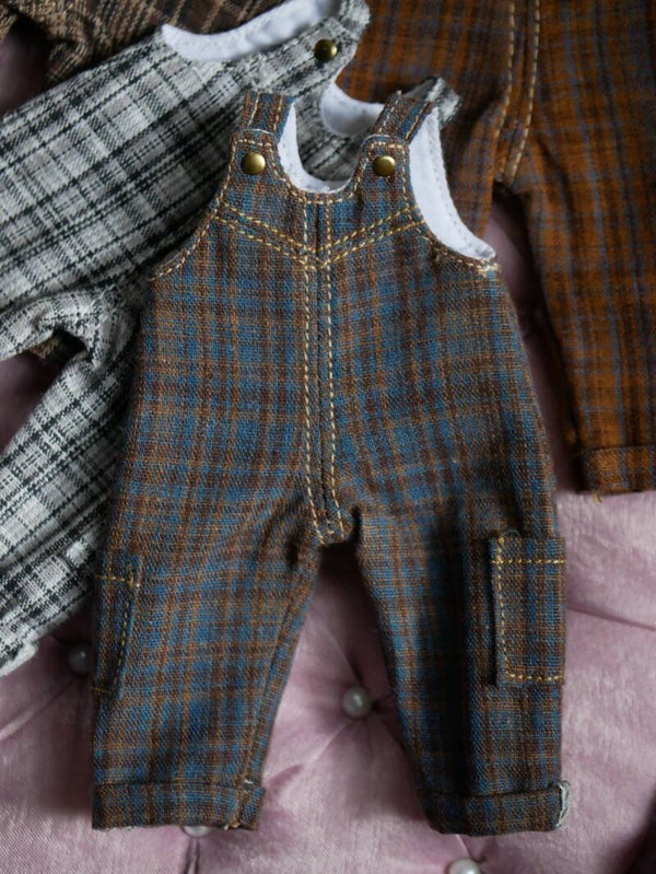 Handmade Plaid Overalls for Monst/ Moki 20 cm BJD Dolls./ 02