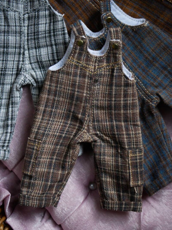 Handmade Plaid Overalls for Monst/ Moki 20 cm BJD Dolls./ 03