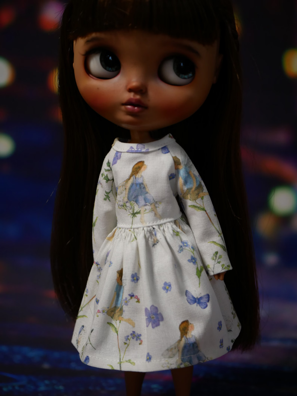 Blythe Doll Dress, Dreaming Elves Print.