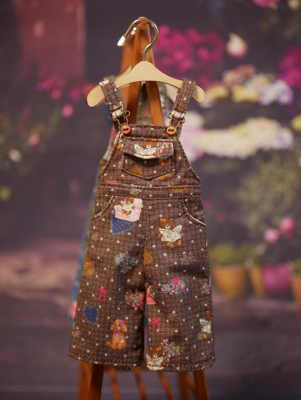 Blythe Miniature Cotton Overalls./ Eart brown