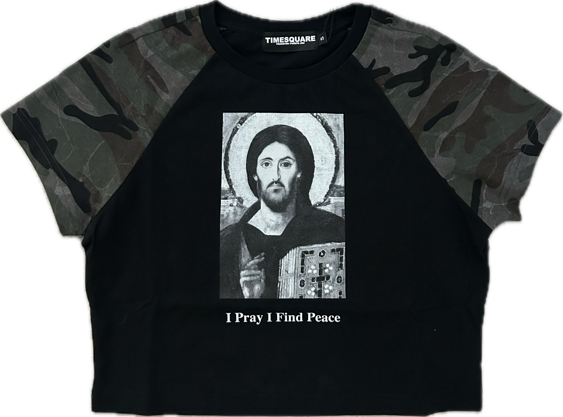Cropped Raglan Camo Shirt