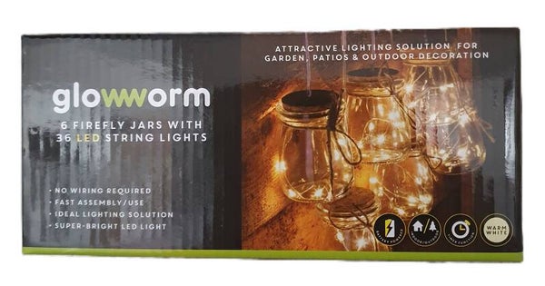 Glowworm - 6 Firefly Jars with 36 LED String Lights