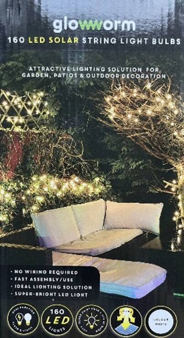 Glowworm - 160 Solar LED String Light Bulbs