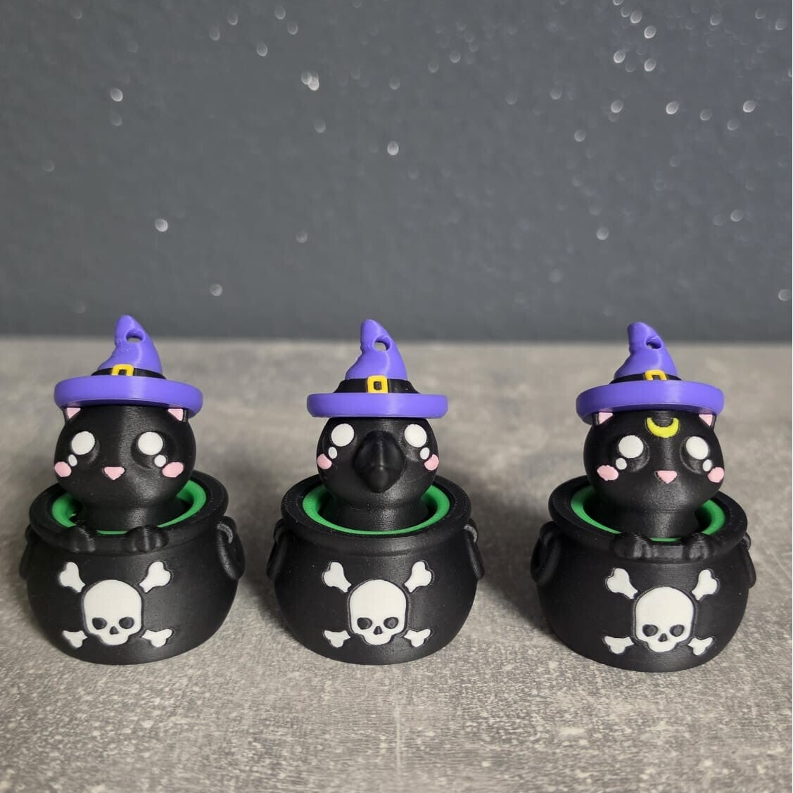🧙‍♀️ Porte-clés Clicker Halloween – Chat Sorcier & Corbeau