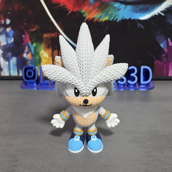 Figurine Silver the Hedgehog – Effet Crochet – Sonic