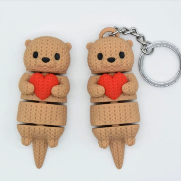 🦦❤️ Porte-clés Flexy Loutre avec cœur – Effet crochet
