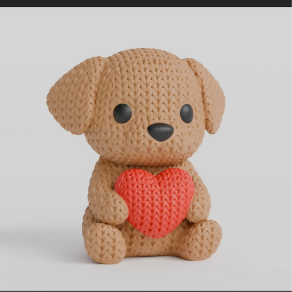 🐶❤️ Figurine Chien avec cœur – Effet crochet