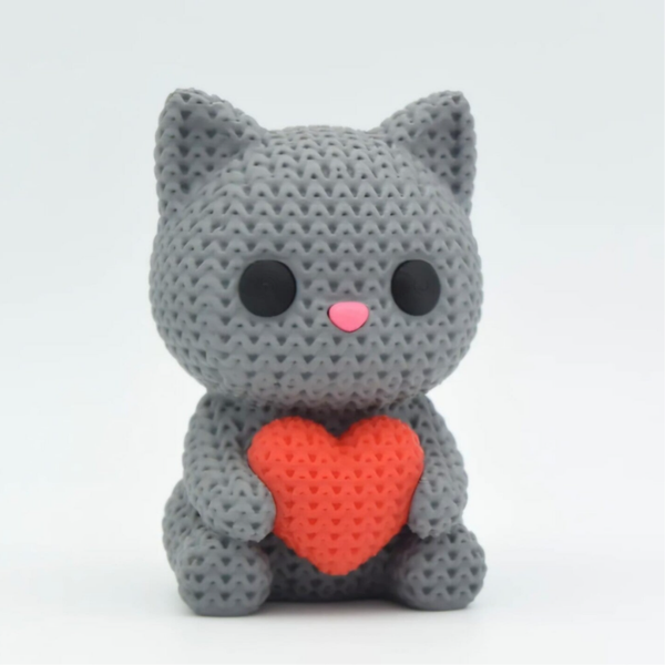 🐱❤️ Figurine Chat avec cœur – Effet crochet