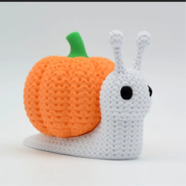 🐌🎃 Figurine effet crochet – Escargot Citrouille d’Halloween