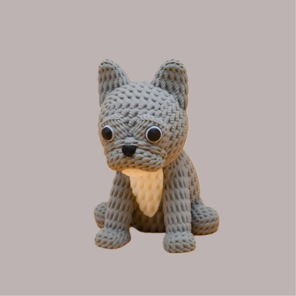 🐶🧶 Figurine Bouledogue français – Effet crochet
