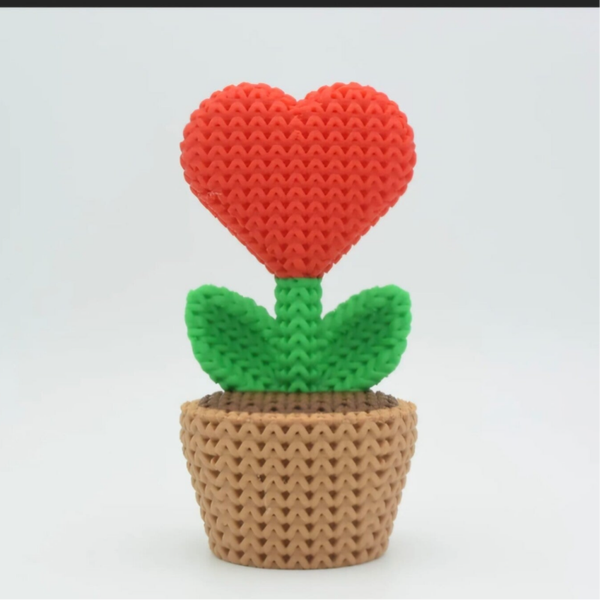 🌷❤️ Fleur Cœur en pot – Effet crochet