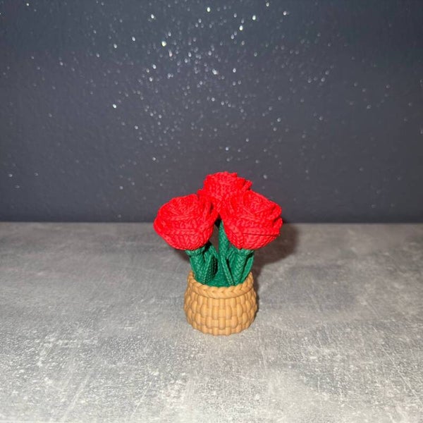 Bouquet de roses en crochet 3D