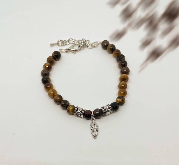 Tijgeroog armband met bedel