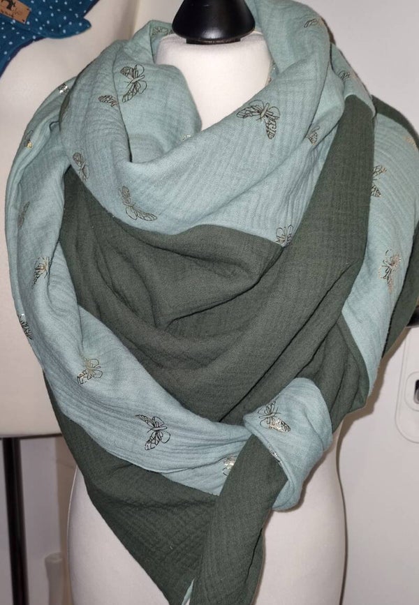 XXl Patchwork Musselin- Dreieckstuch