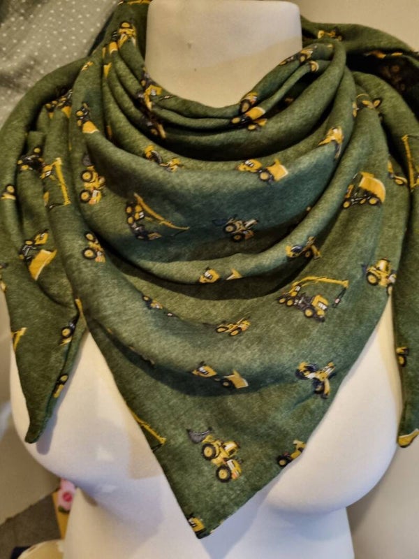 XXl Musselin- Dreieckstuch Baufahrzeuge