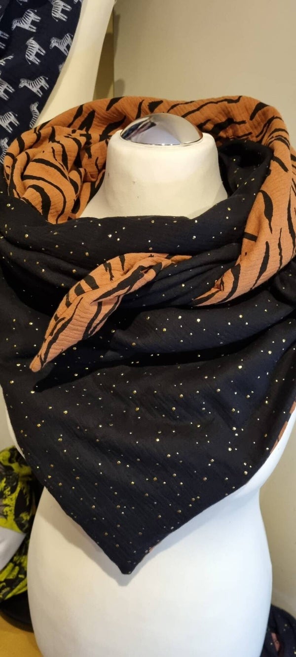 XXL Patchwork Musselin- Dreieckstuch