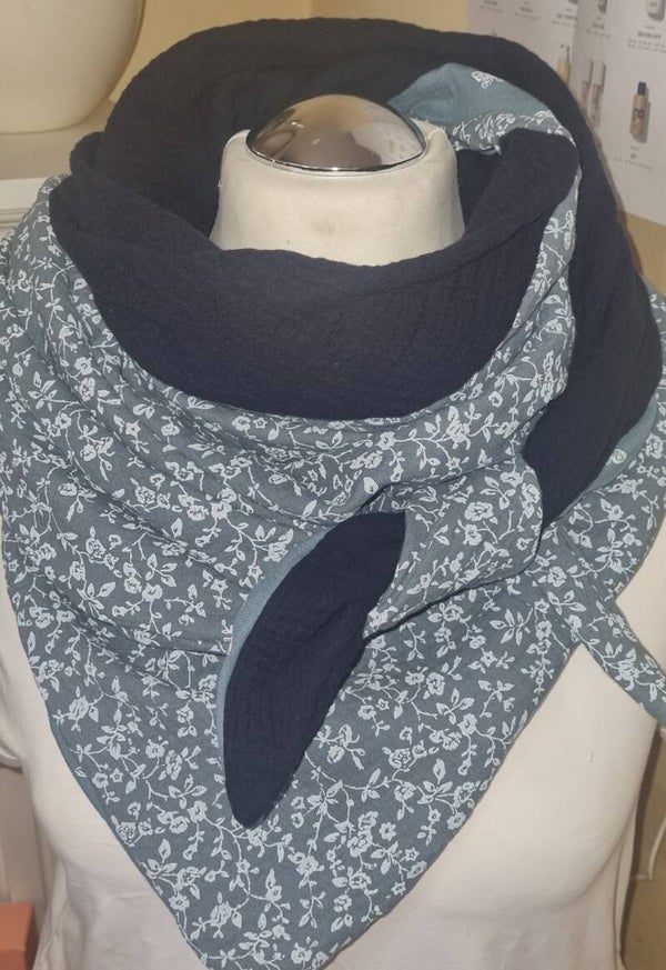 XXL Patchwork Musselin- Dreieckstuch