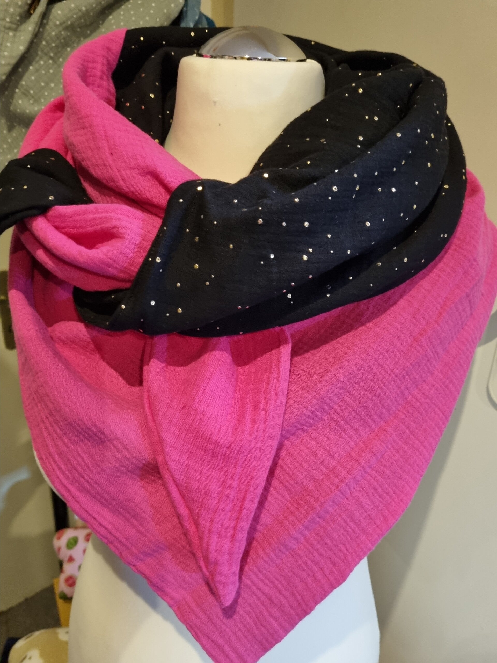 XXL Patchwork Musselin- Dreieckstuch