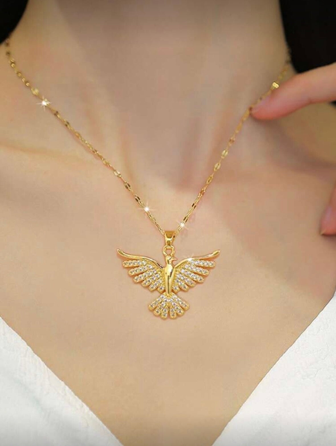 stainless steel Feniks vogel opening vleugel ketting