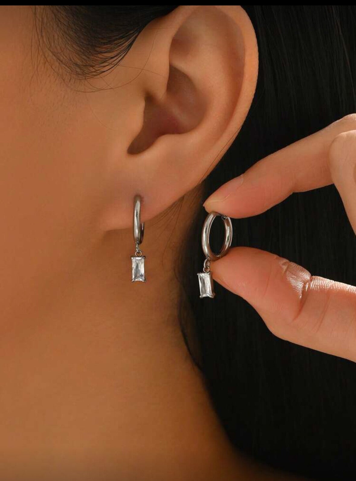 Stainless steel vierkante oorbellen