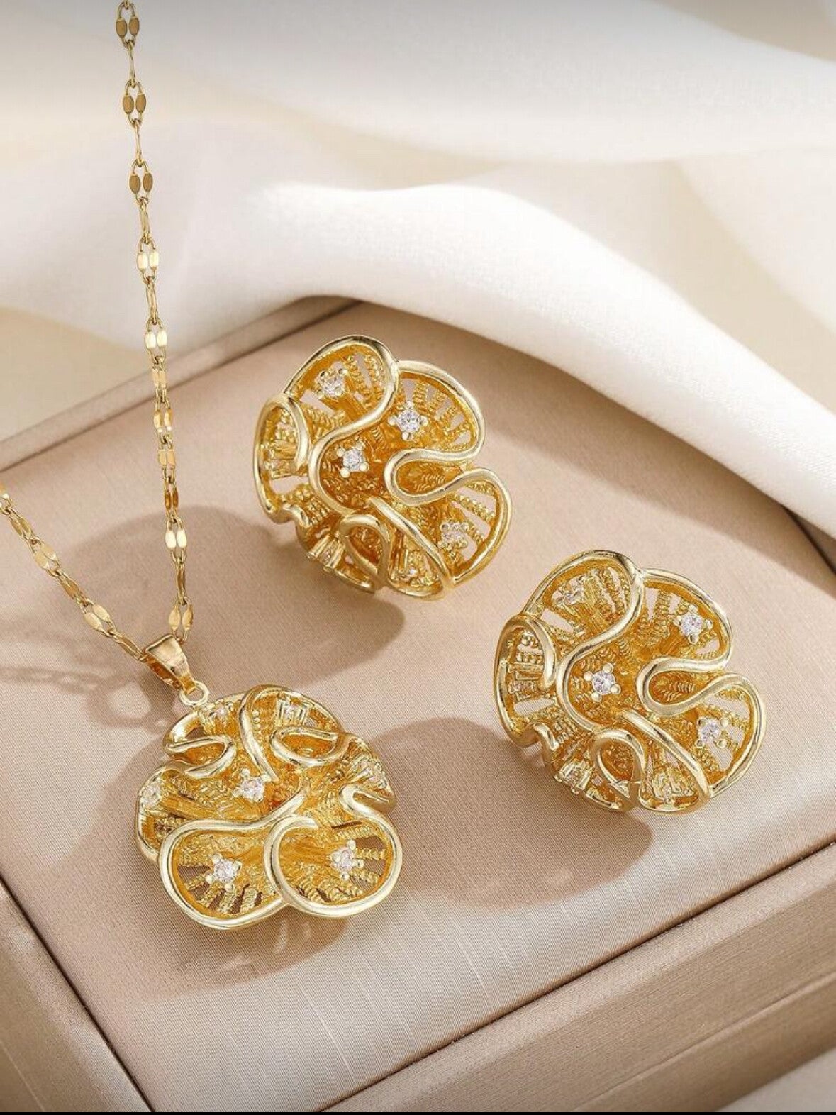 Stainless Steel golfhanger en oorbellenset