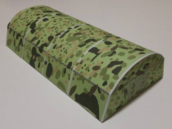N/1:160 Rundbogenhalle Flecktarn Hangar Kartonbaumodellbausatz