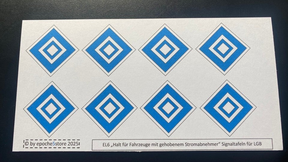 EL6 "Halt für Fhzg. mit angehob.Stromabnehmer" 8 Signaltafeln für LGB Gartenbahn