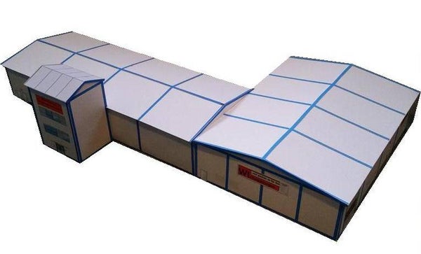 TT/1:120 Gewerbehalle 2-schiffig mit Büroturm Werkhalle